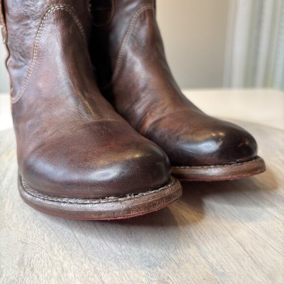 Bed Stu Women's Distressed Brown Leather Western Ankle Boots Booties US Size 6.5 - Picture 5 of 12